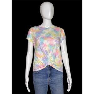 Wonder Nation Pastel Tie Dye Twist-Front Short Sleeve T-Shirt Girls Size XL
